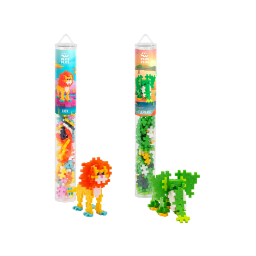 Plus Plus - Elephant & Lion / 2x 100 pcs Tube - Bundle