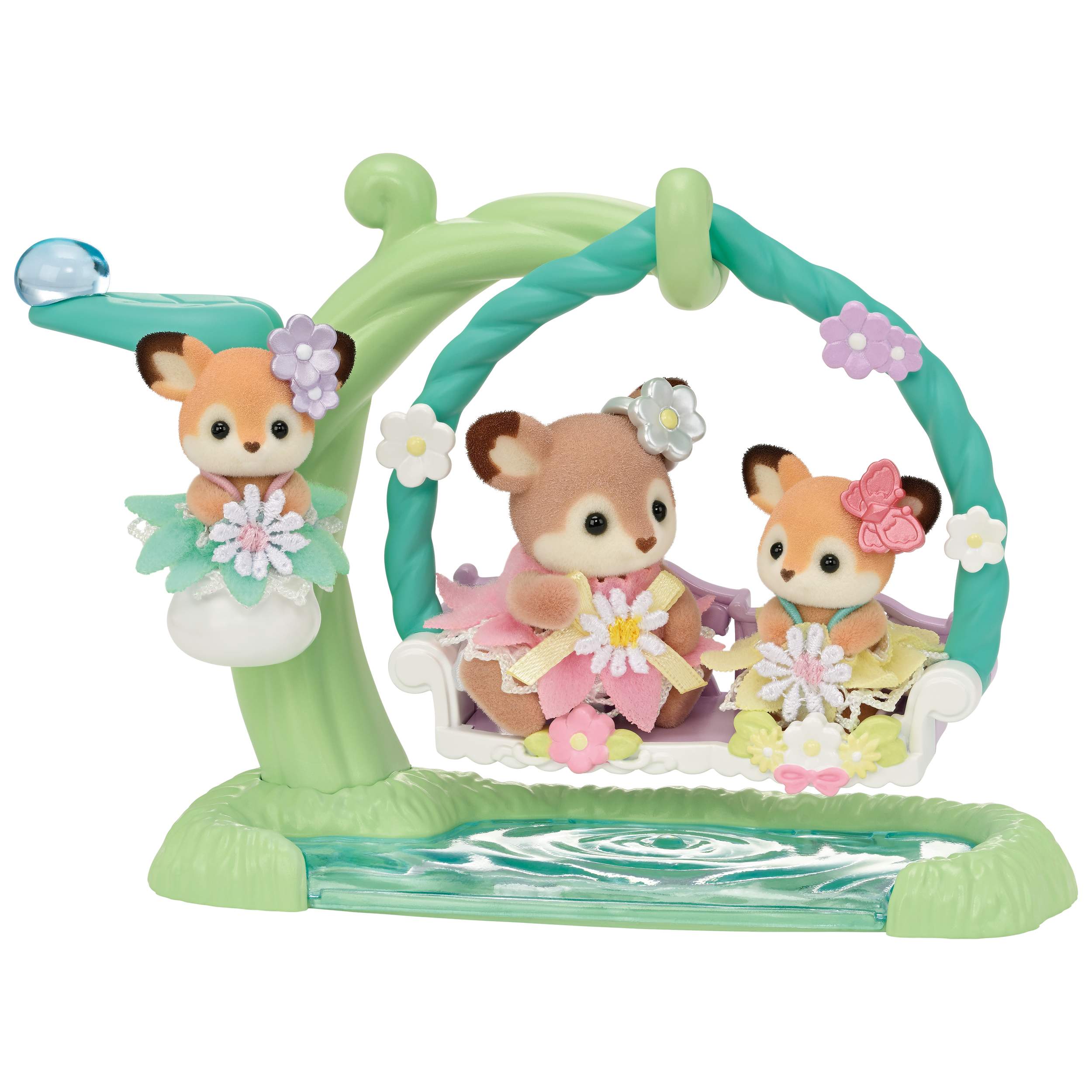 Sylvanian Families Deer Babies -Floral Swing Set