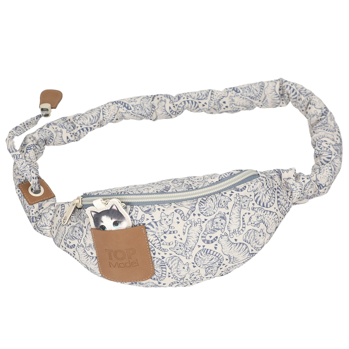 Topmodel - Crossbag/liten veske CAT LOVE - Light Blue and Cream