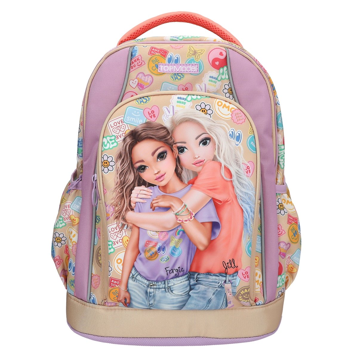 Topmodel - Skolesekk GIRL POWER - Beige, Lilac, and Coral