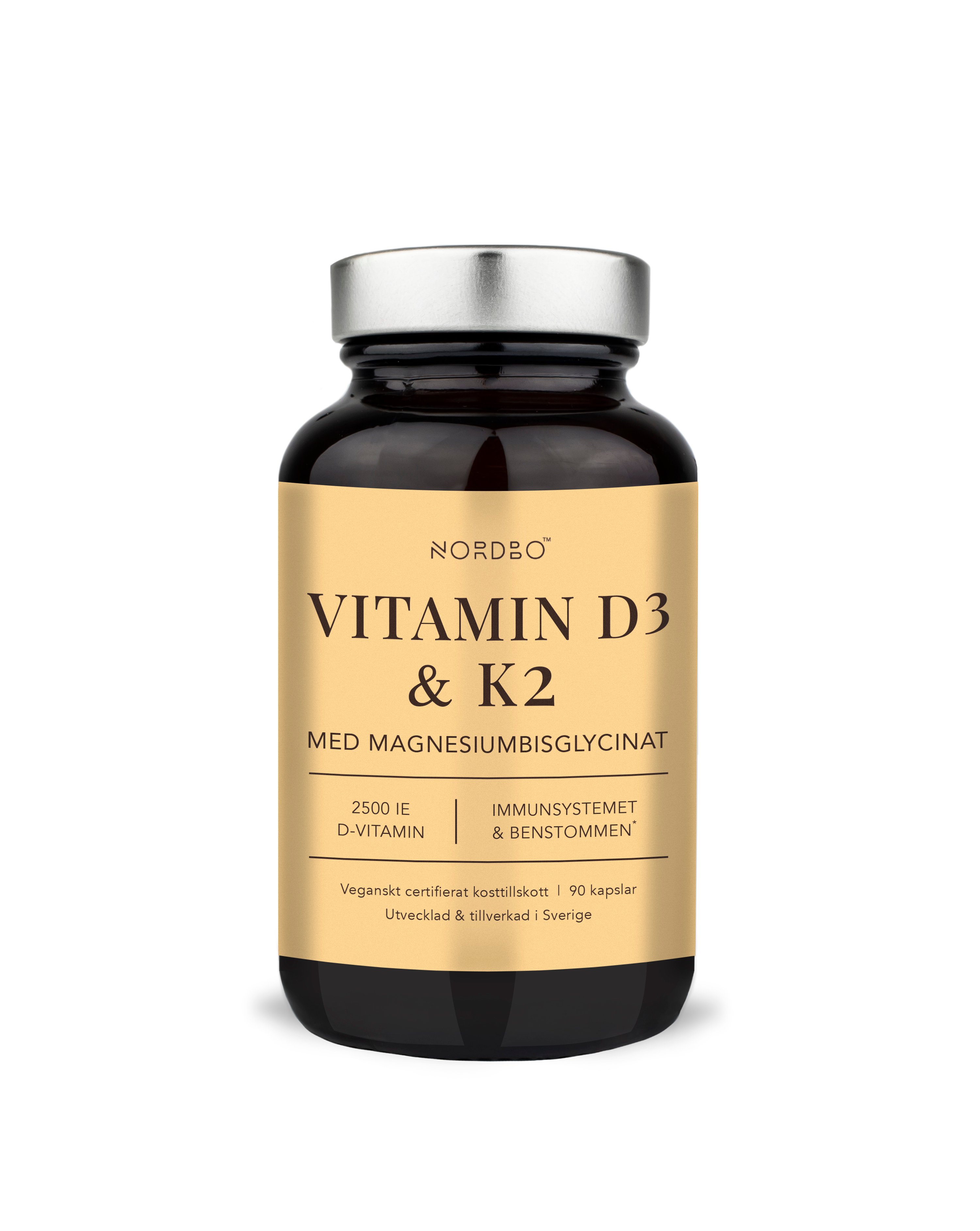 NORDBO - Vegan Vitamin D3 & K2 - 90 kapsler