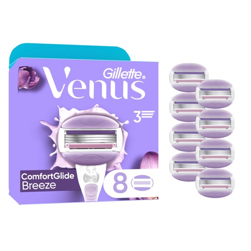 Venus - ComfortGlide Breeze rakblad - Lila/Vit - 8 st