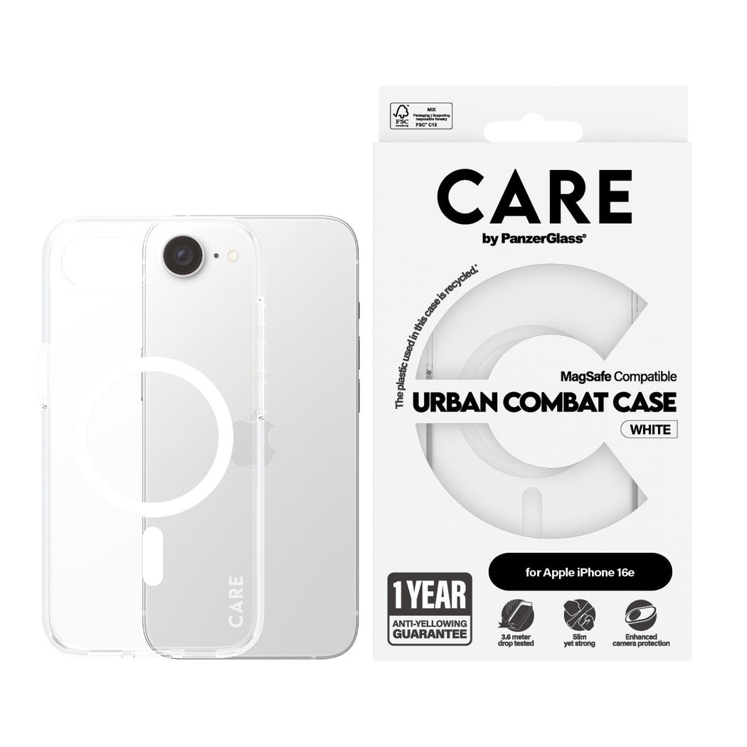 Flagship Case Transparent Urban Combat w. White MagSafe iPhone 16e