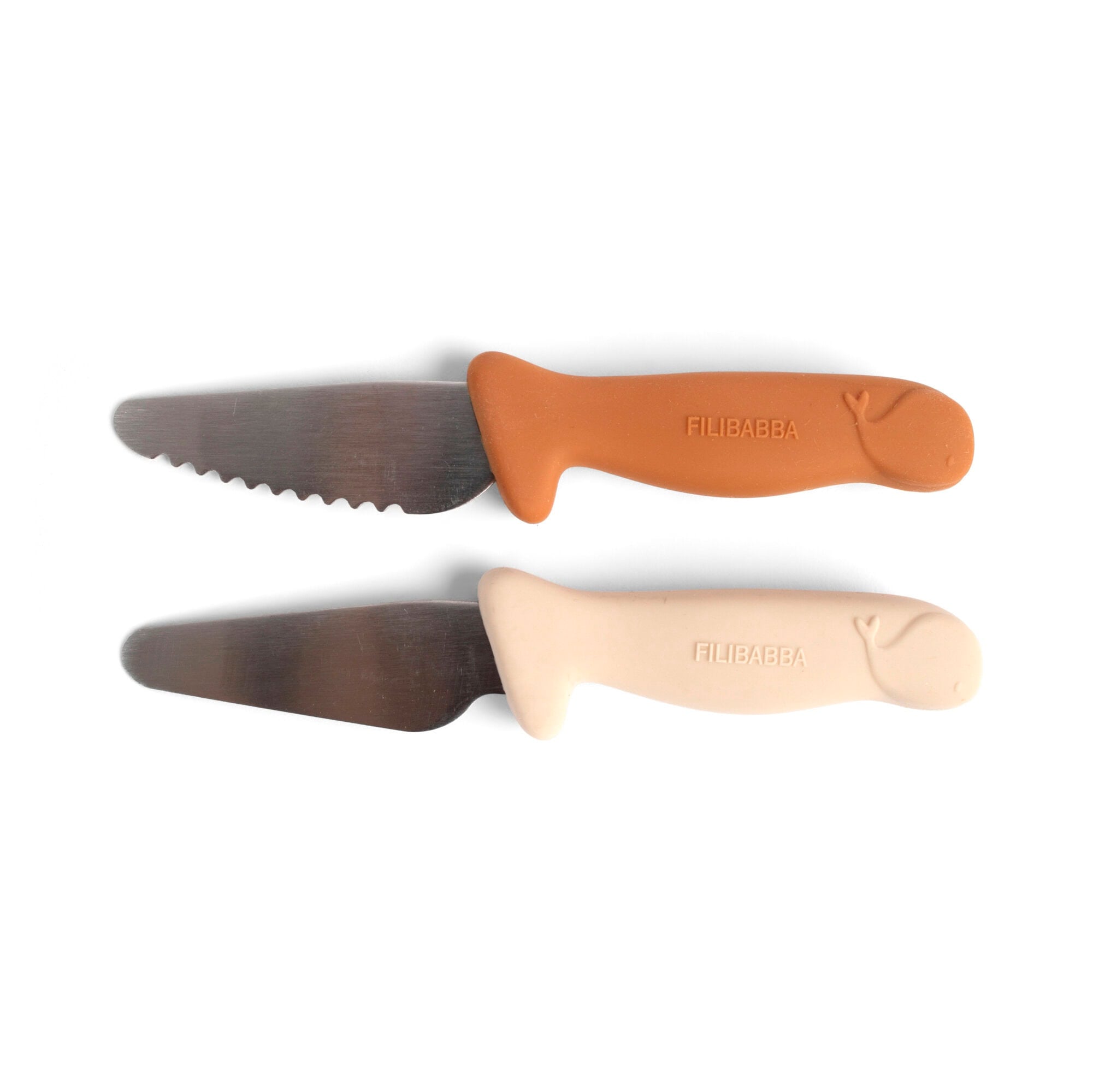Filibabba - Knivsæt til børn 2-pak - Pumpkin + Offwhite