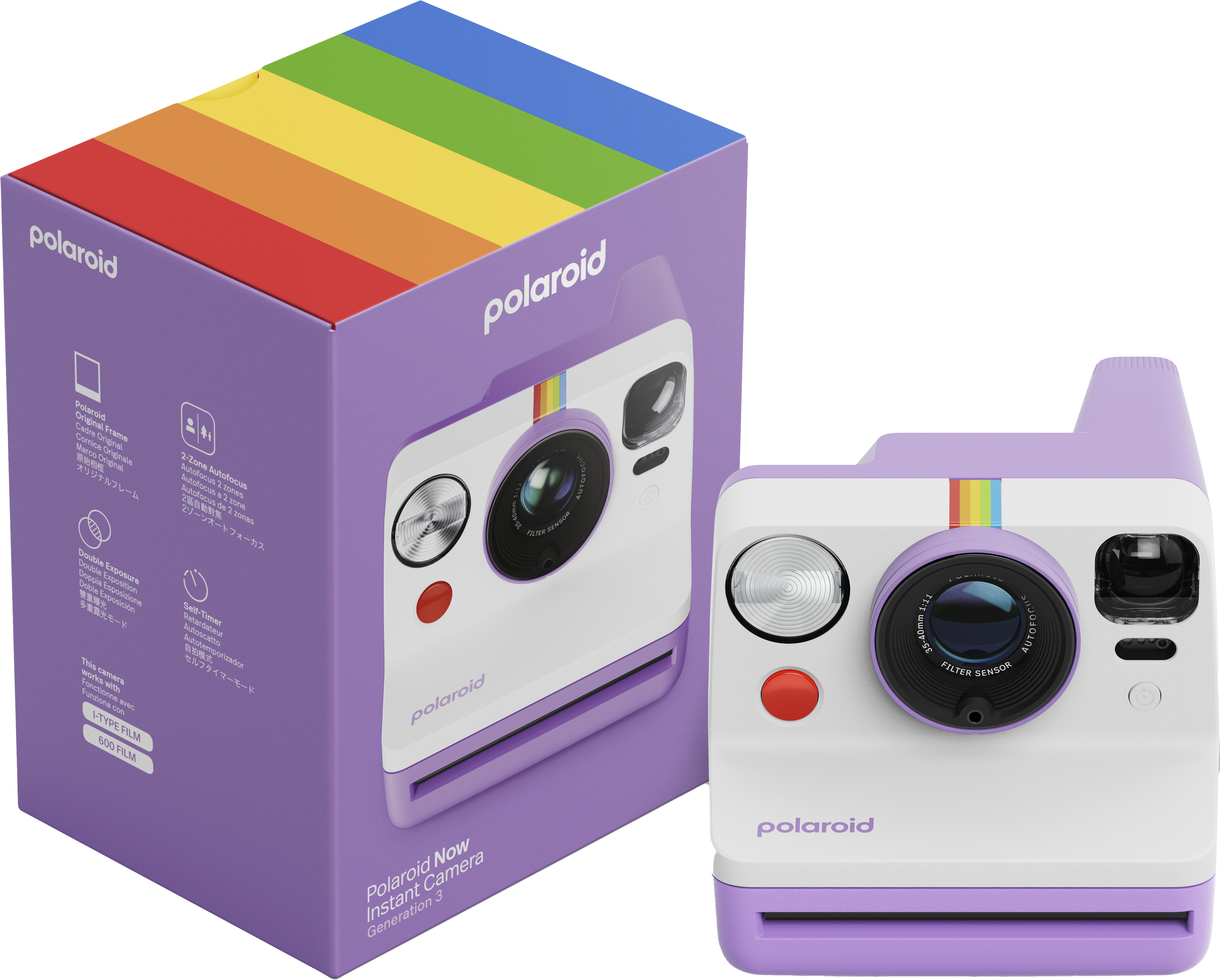 Polaroid Now Gen 3 instant camera, Purple