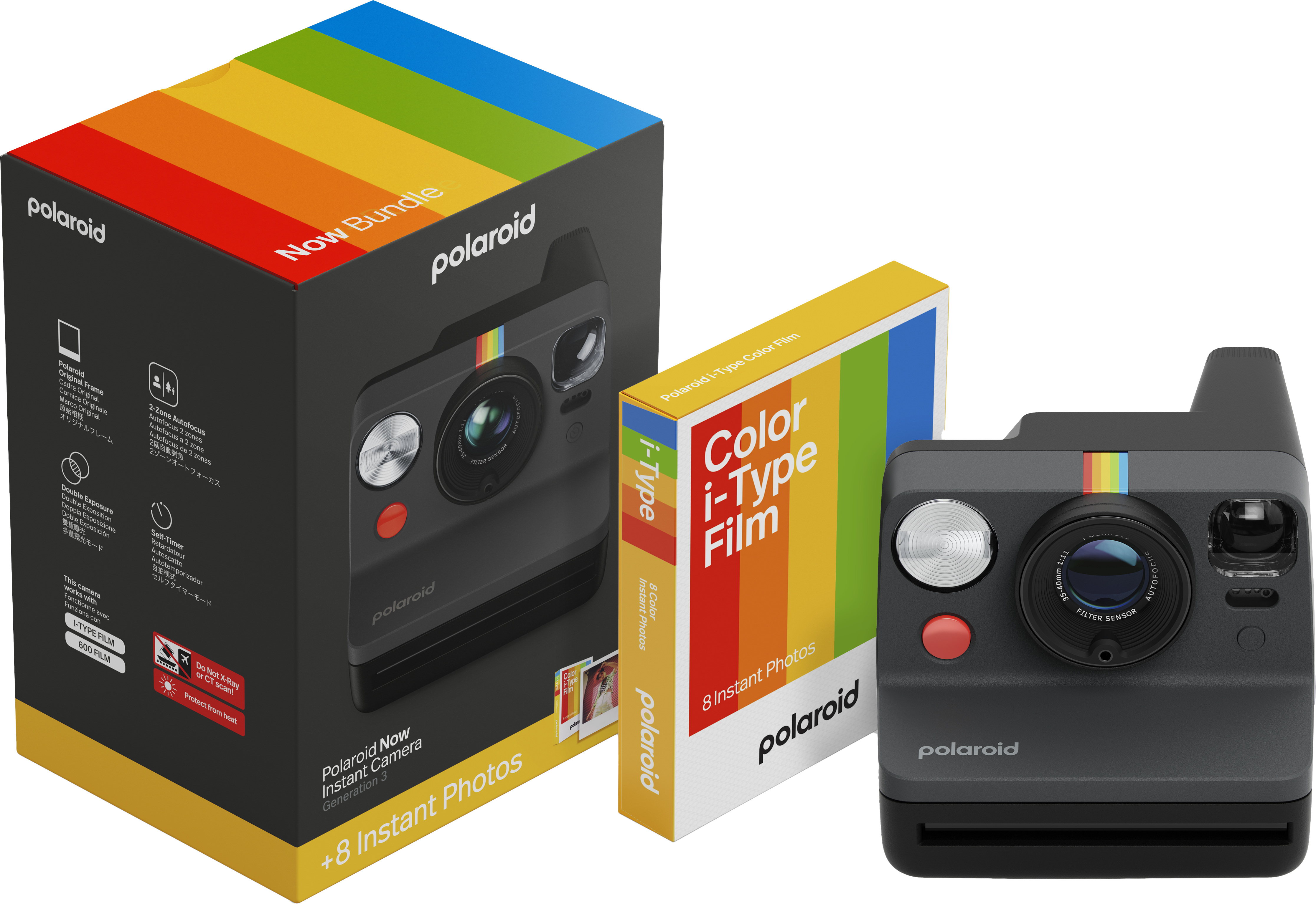 Polaroid - Now Gen 3 Black - Bundle with Color Film (8 photos)