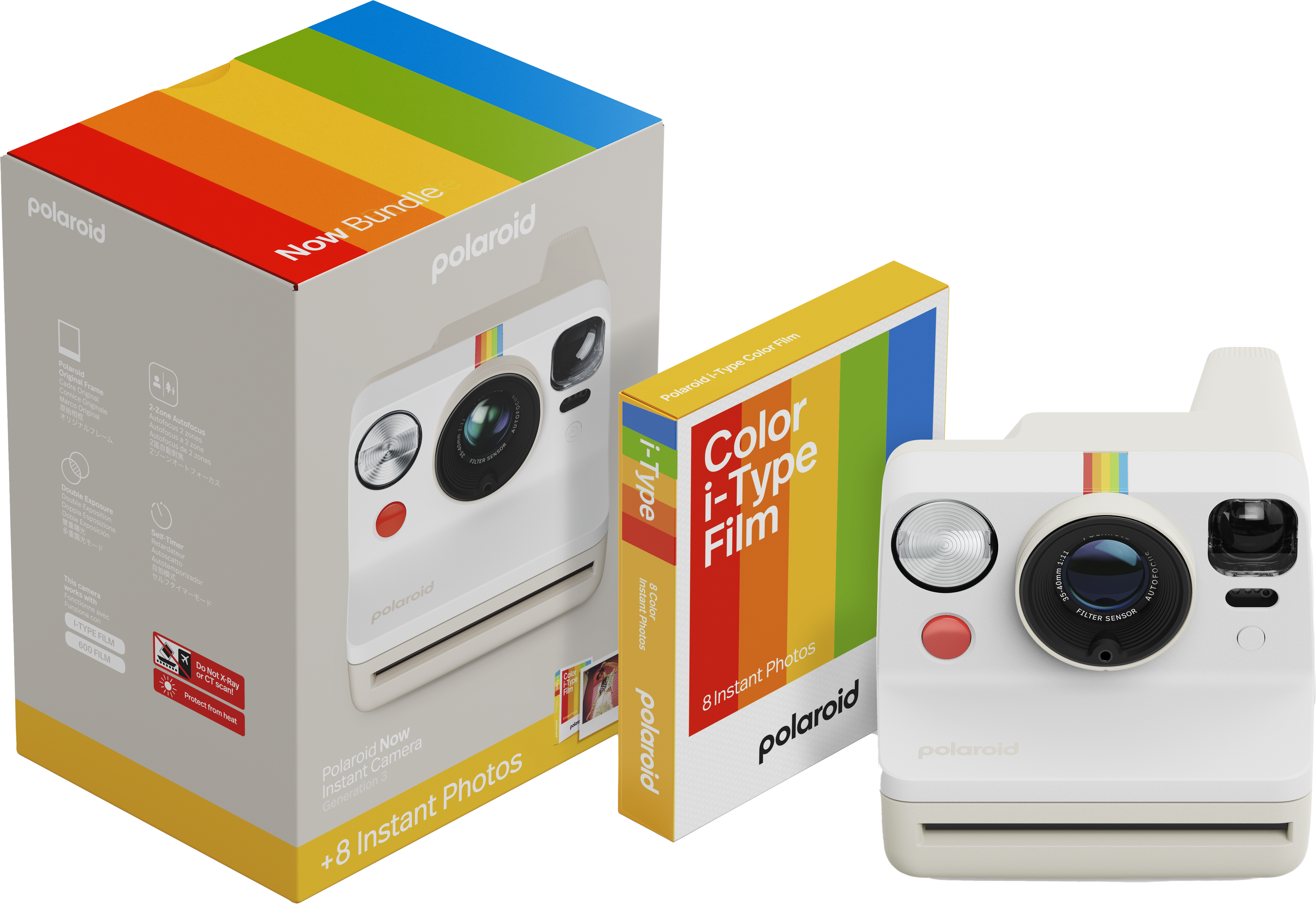 Polaroid - Now Gen 3 Pebble White - bundle with Color Film (8 photos)