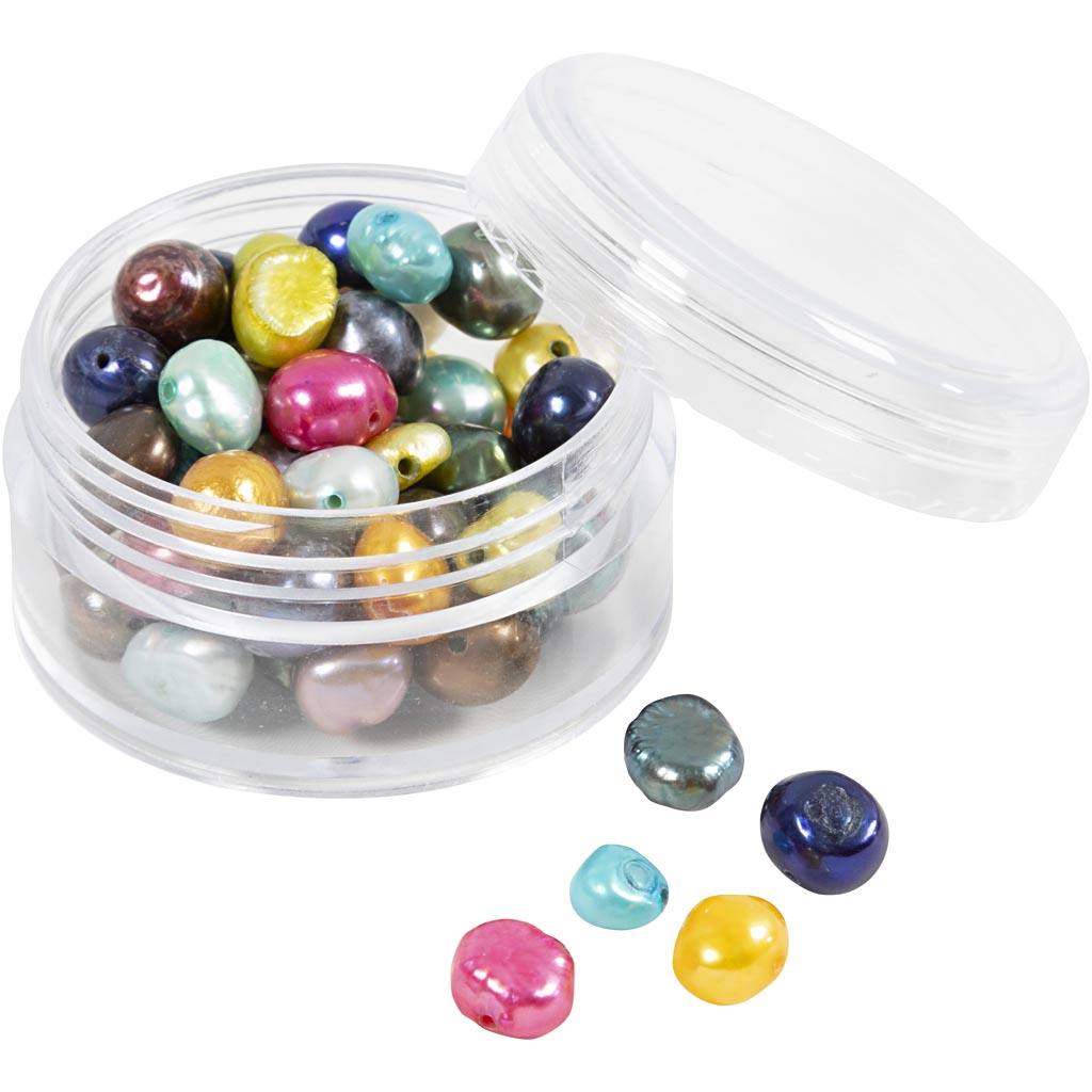 Creativ - Ferskvannsperler, dia. 5-6 mm, hullstr. 0,5 mm, perlemorsfarger, 60stk./ 1 pk. - ()