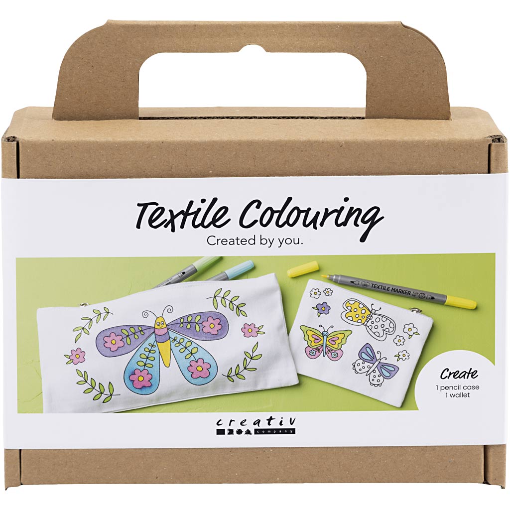 Creative - Mini DIY Kit Tekstilfargelegging, Sommerfugler, pastellfarger, 1 pk. - ()