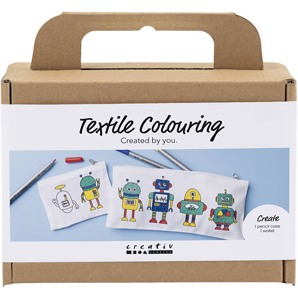 Creative - Mini DIY Kit Tekstilfargelegging, Robot, primær farger, 1 pk. - ()