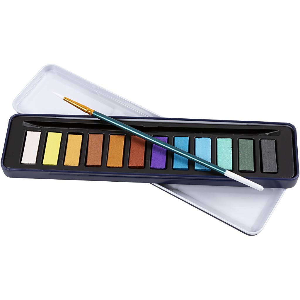 Colortime - Akvarellsett, metallic farger, 12 farger/1 pk - ()