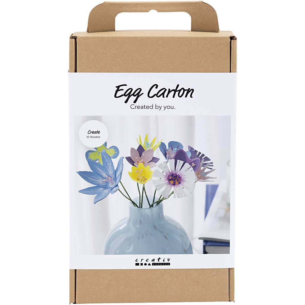 DIY Kit Blomster av Eggbrett, pastellfarger, 1 pk.