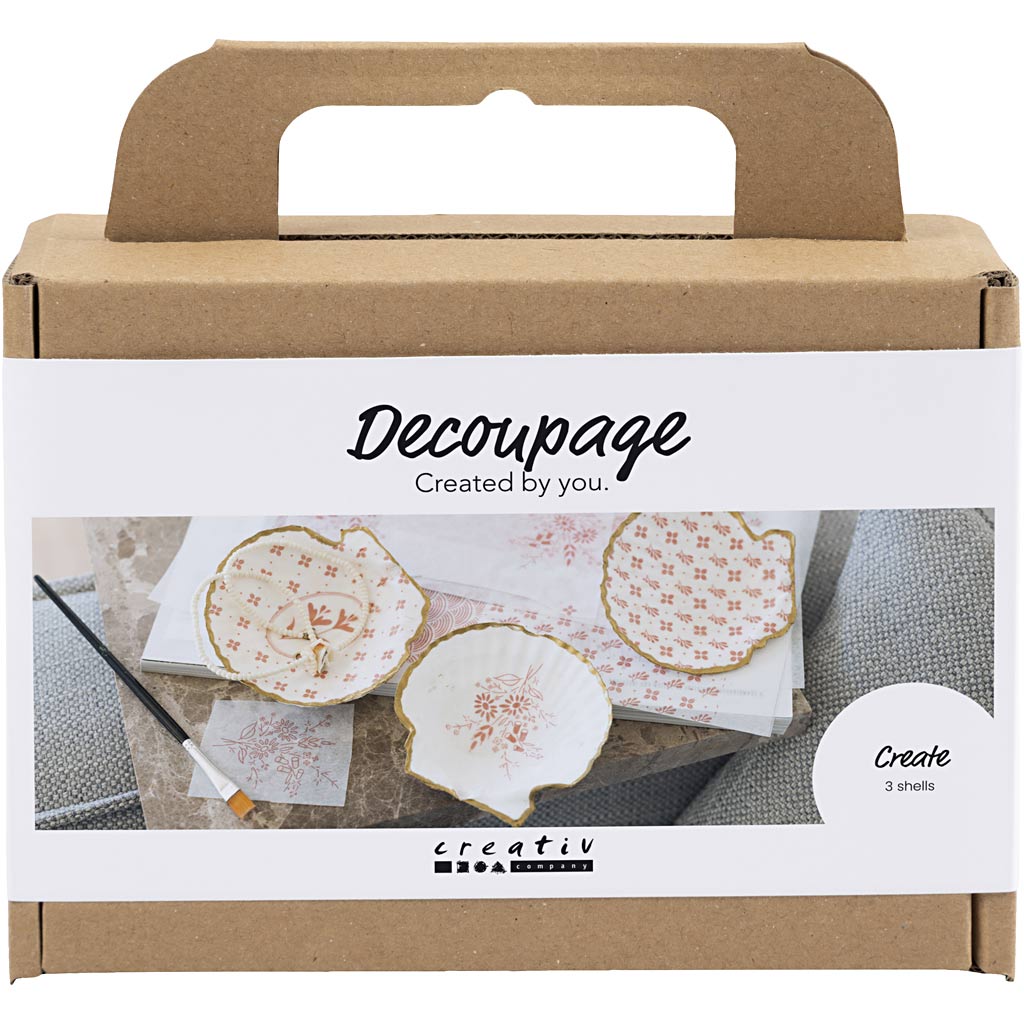 Creativ - Mini DIY Kit Decoupage, Muslingskall, soft rosa, 1 pk. - ()