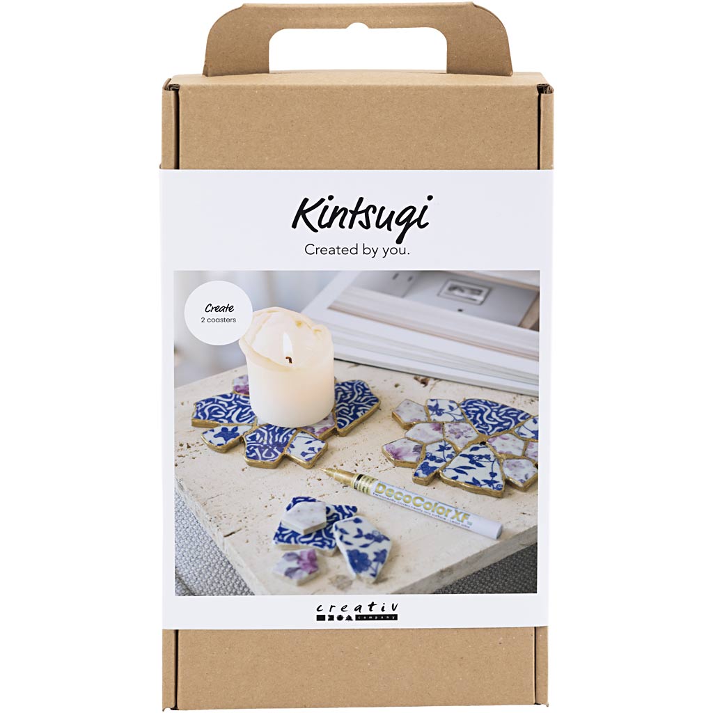Creativ - DIY Kit Kintsugi, Glassbrikke, blå, gull, lys rød, hvit, 1 pk. - ()