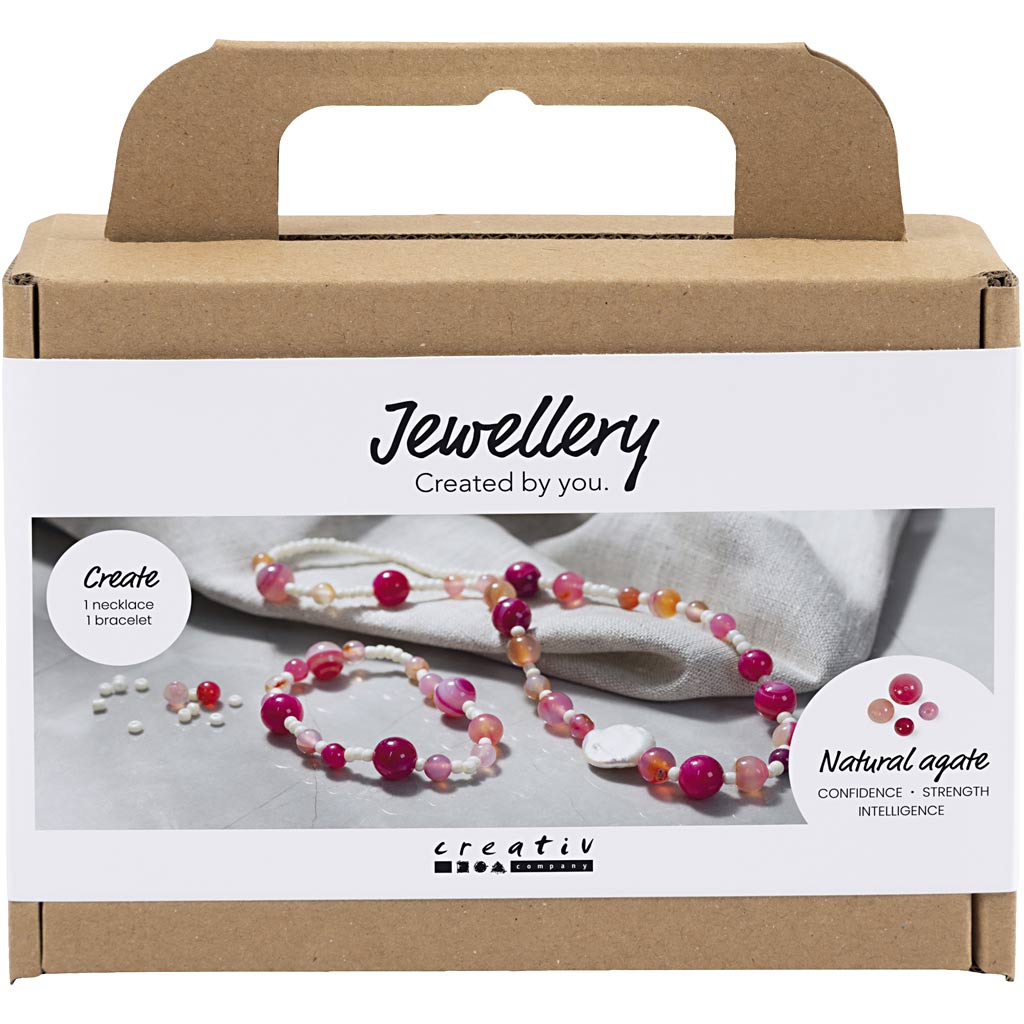 Creativ - Mini DIY Kit Smykker, Halskjede og armbånd, pink, 1 pk. - ()