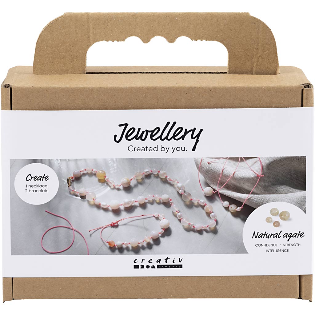 Mini DIY Kit Smykker, Halskjede og armbånd, pink, 1 pk.