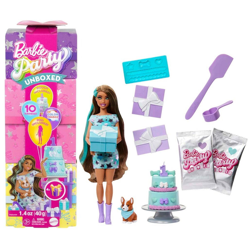 Barbie - Party Unboxed Brunette Dukke