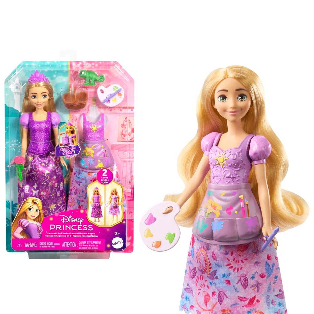 Disney Princess 2-i-1 Dukke Rapunsel -  Film  & Eventyrfigurer - Plast
