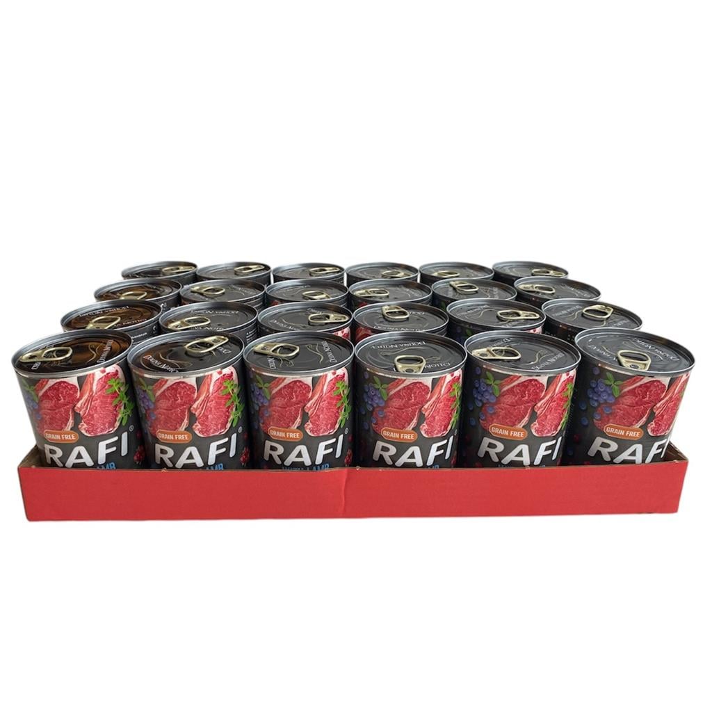 Rafi - 24x Hundefoder Lam, Blåbær & Tranebær 400g - Dåsefoder til hund