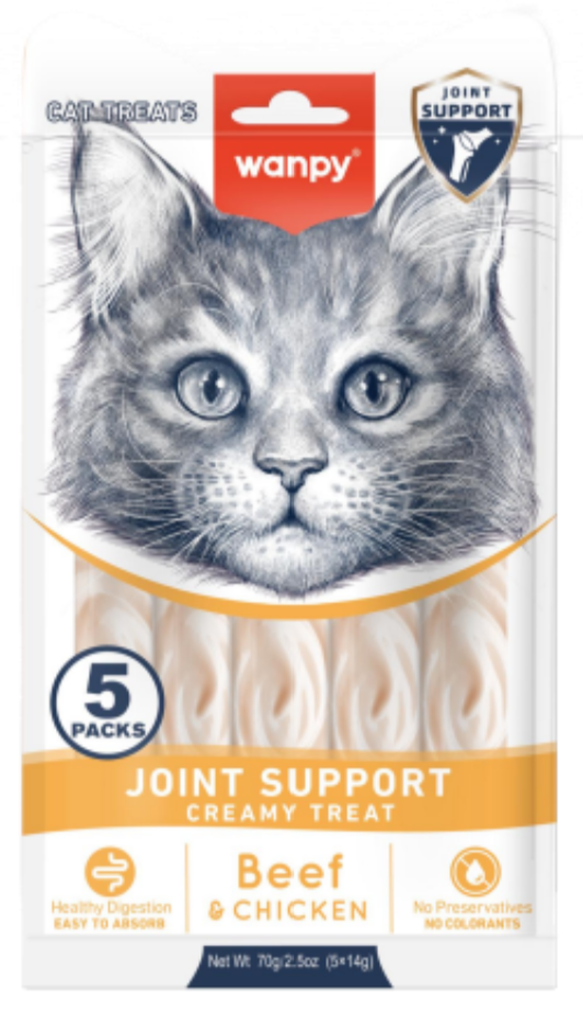 wanpy - Wanpy Functional Creamy Lickable Treat Joint Support - Oksekød & Kylling 70g (5x14g)