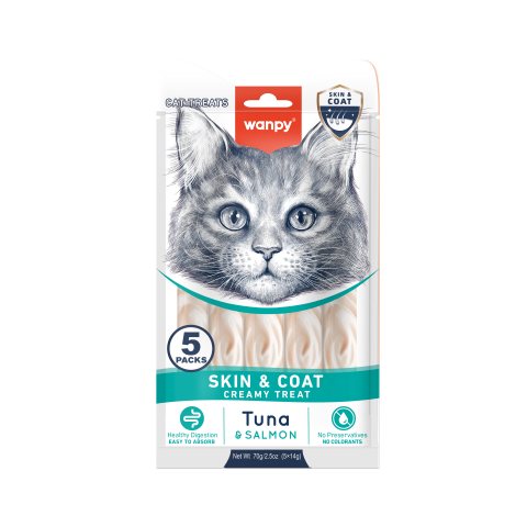 wanpy - Wanpy Functional Creamy Lickable Treat Skin & Coat - Tun & Laks 70g (5x14g) - 70g (5x14g)