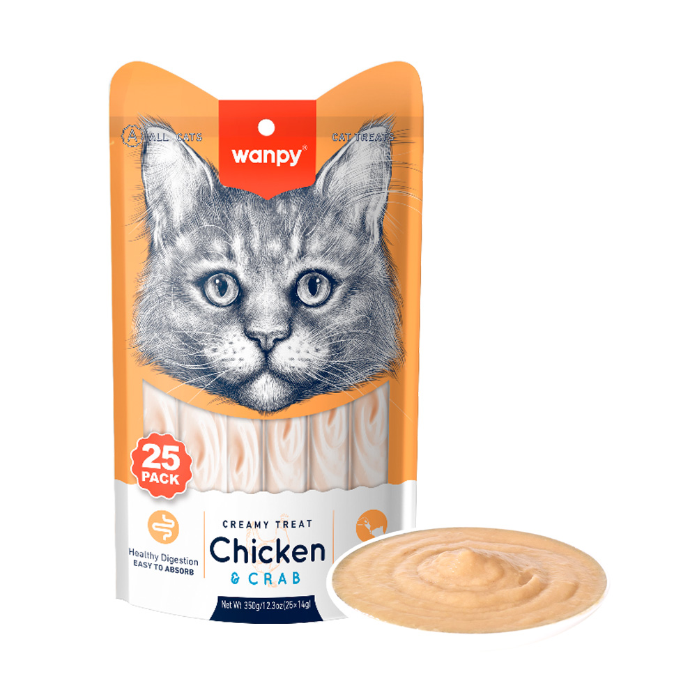 wanpy - Wanpy - 25x14g Creamy Lickable Treat med Kylling og Krabbe - 25 x 14gr