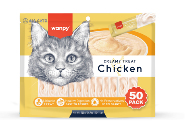 wanpy - Wanpy Creamy Lickable Treat 50 stk - Kylling 700g (50x14g) - 700g (50x14g)