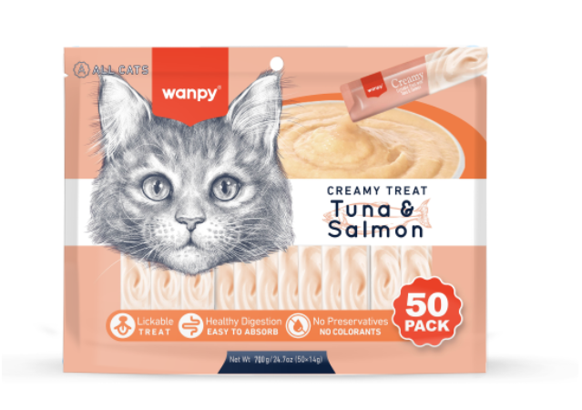 wanpy - Wanpy Creamy Lickable Treat 50 stk - Tun & Laks 700g (50x14g) - 700g (50x14g)