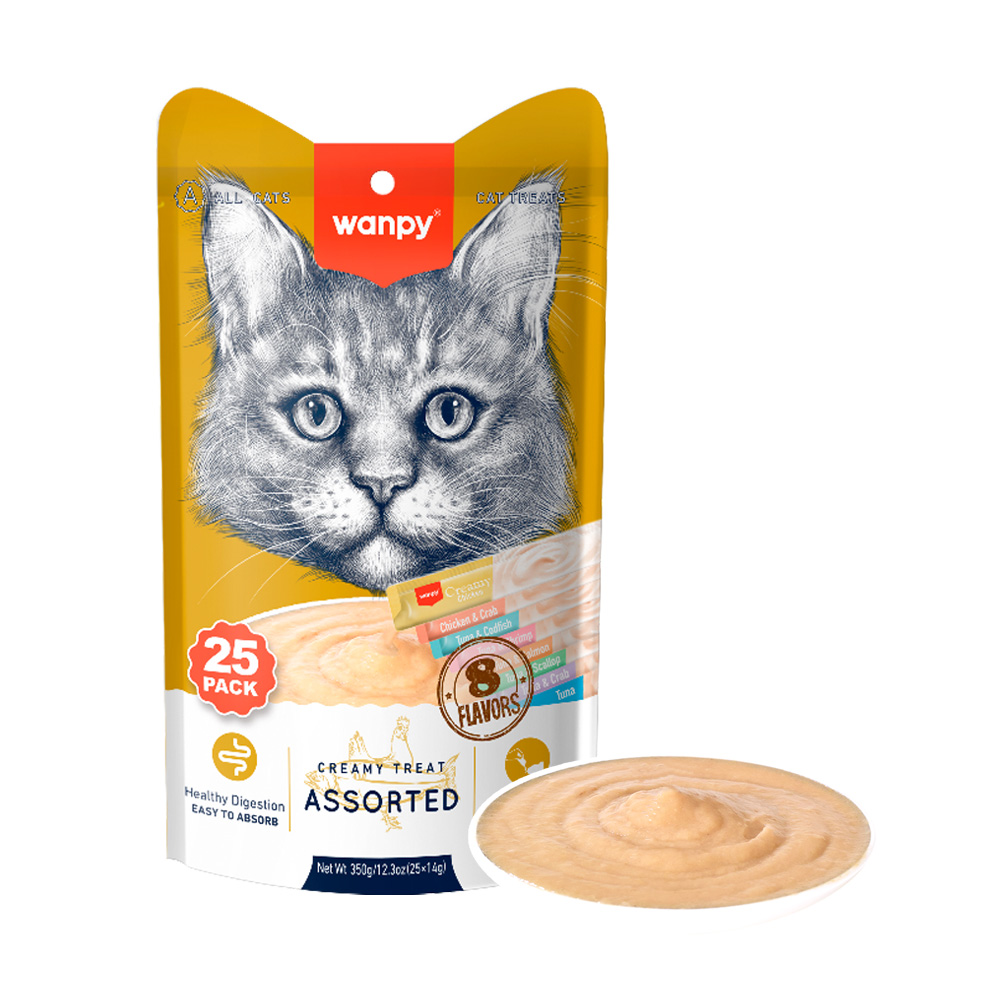 Wanpy - 25 Pack Creamy Lickable Treat - Mix af 5 varianter  350g (25x14g)