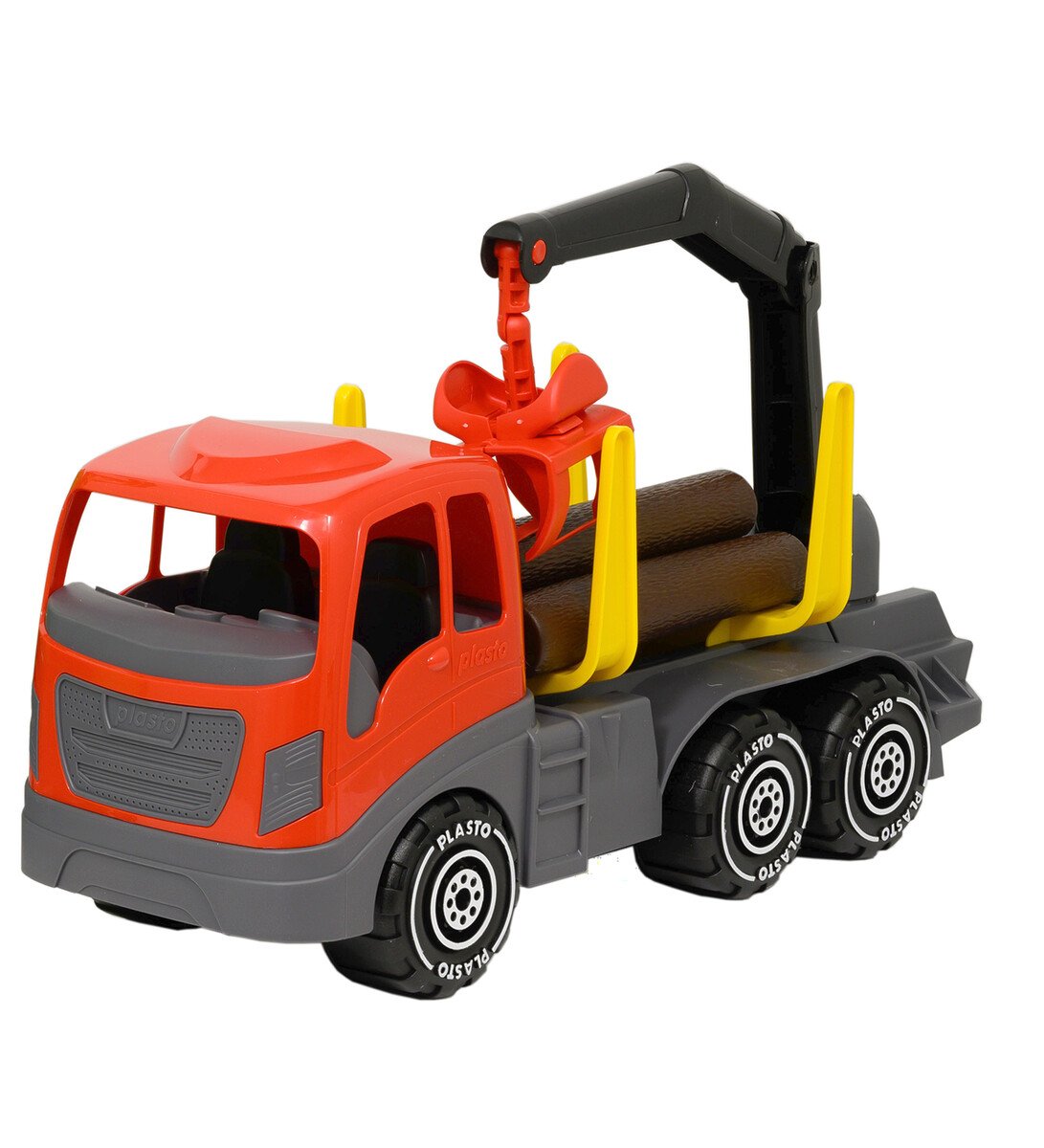 Plasto Tømmerbil med Grabb &  Tømmer 45 cm -  Lastebiler & Traktorer - Metall,Plast