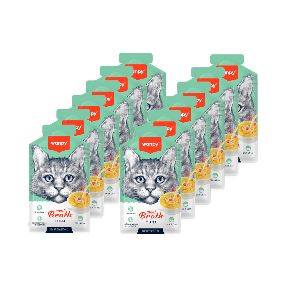 wanpy - 12 x kattesnack  Meat Broth Tuna 50g - 600gr totalt