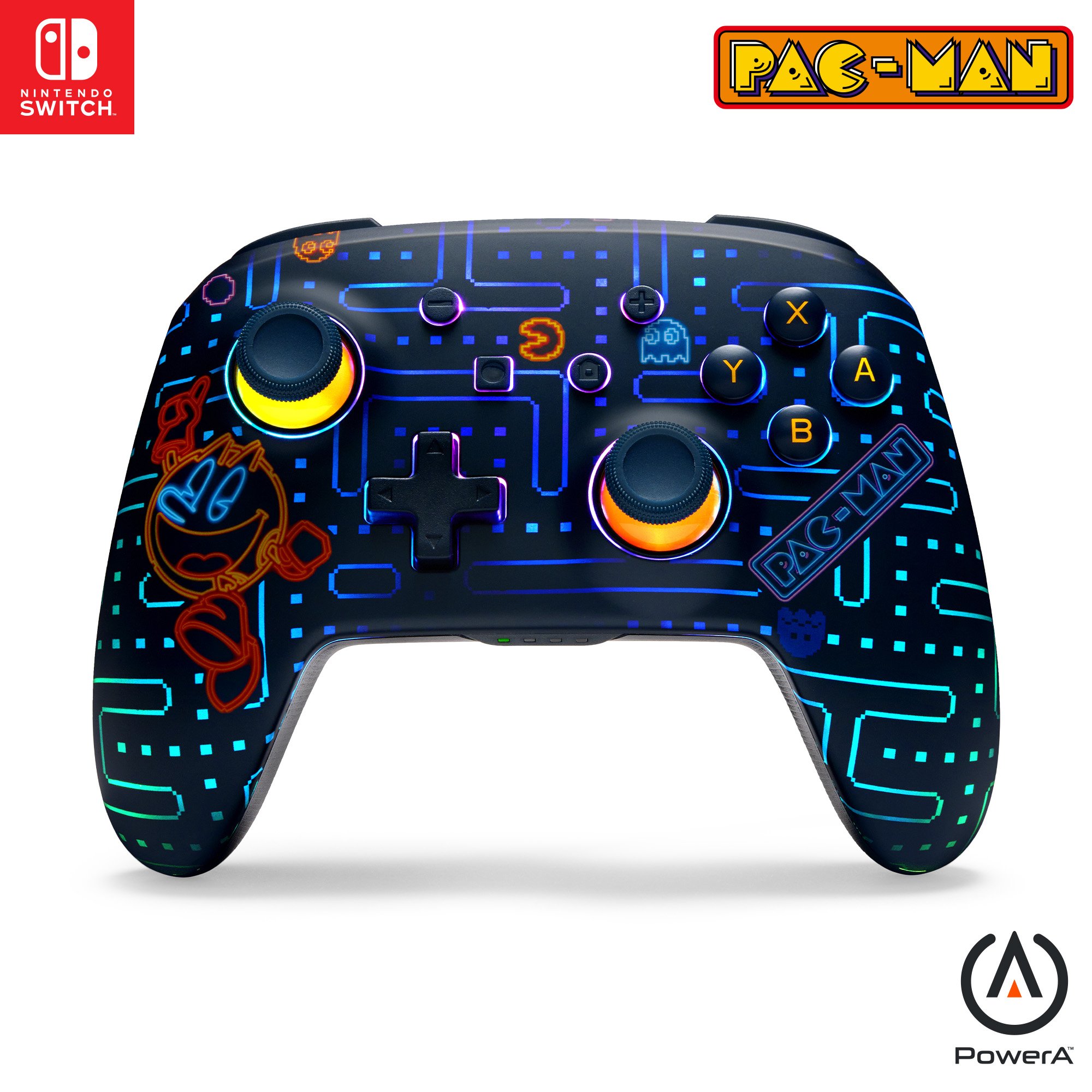 avansert trådløs kontroller for Nintendo Switch med Lumectra - PAC-MAN neonspillehall