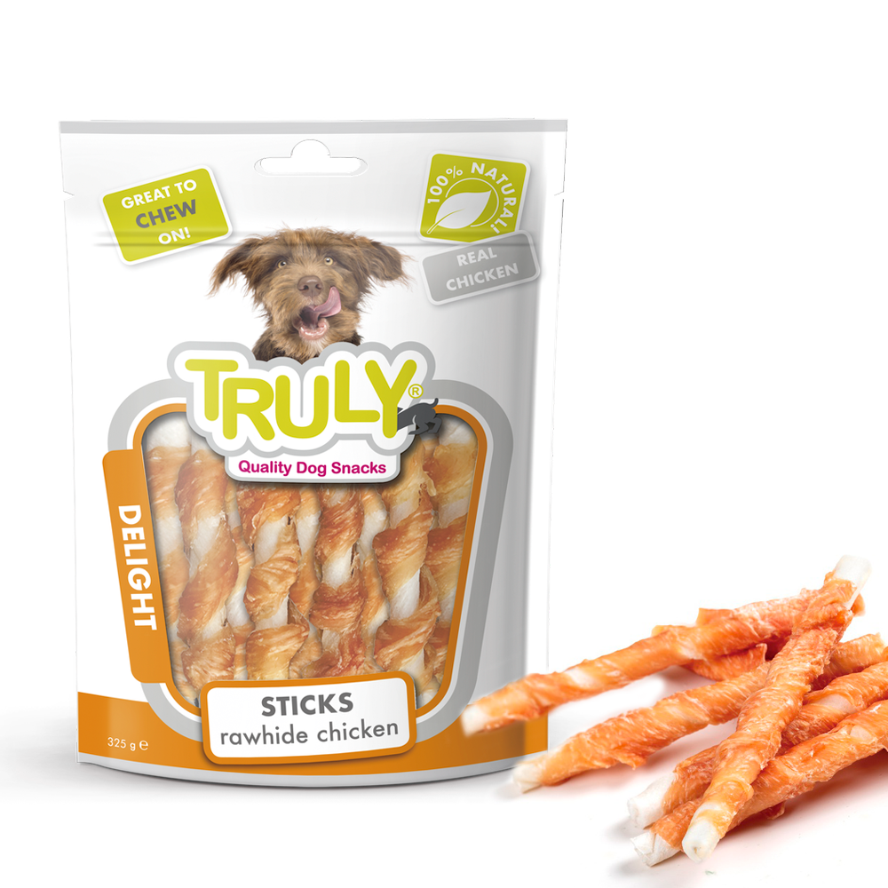 Truly - Jerky Rawhide Twisted med Kylling - 325g