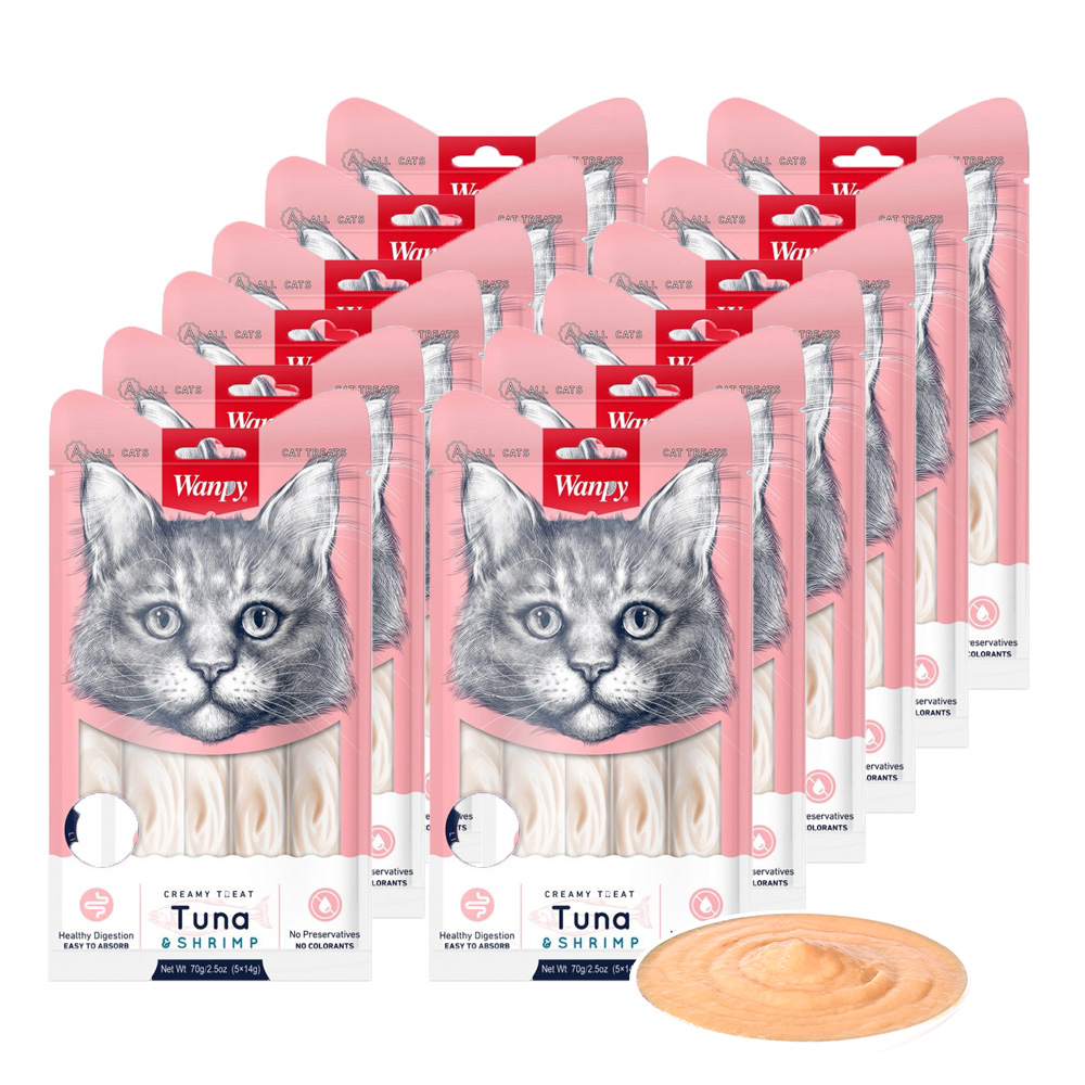 Wanpy - Creamy Lickable Treat - Tun & Rejer 70g (5x14g) - Bundle