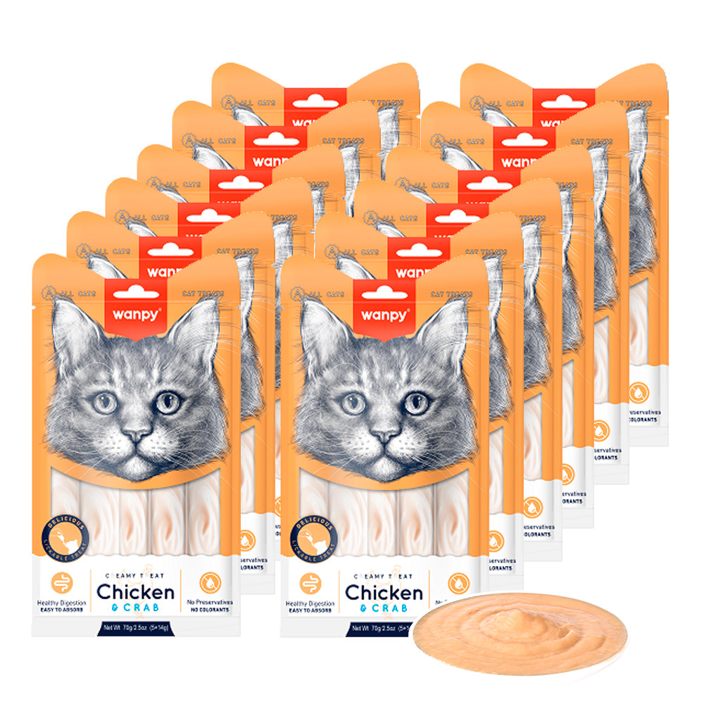 Wanpy - Creamy Lickable Treat - Kylling & Krabbe 70g (5x14g) - Bundle