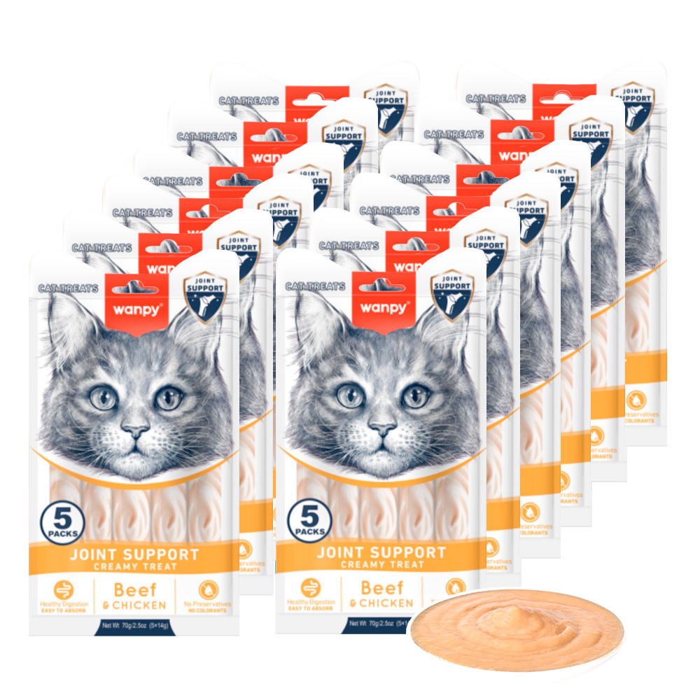 Wanpy - Functional Creamy Lickable Treat Joint Support - Oksekød & Kylling 70g (5x14g) - Bundle