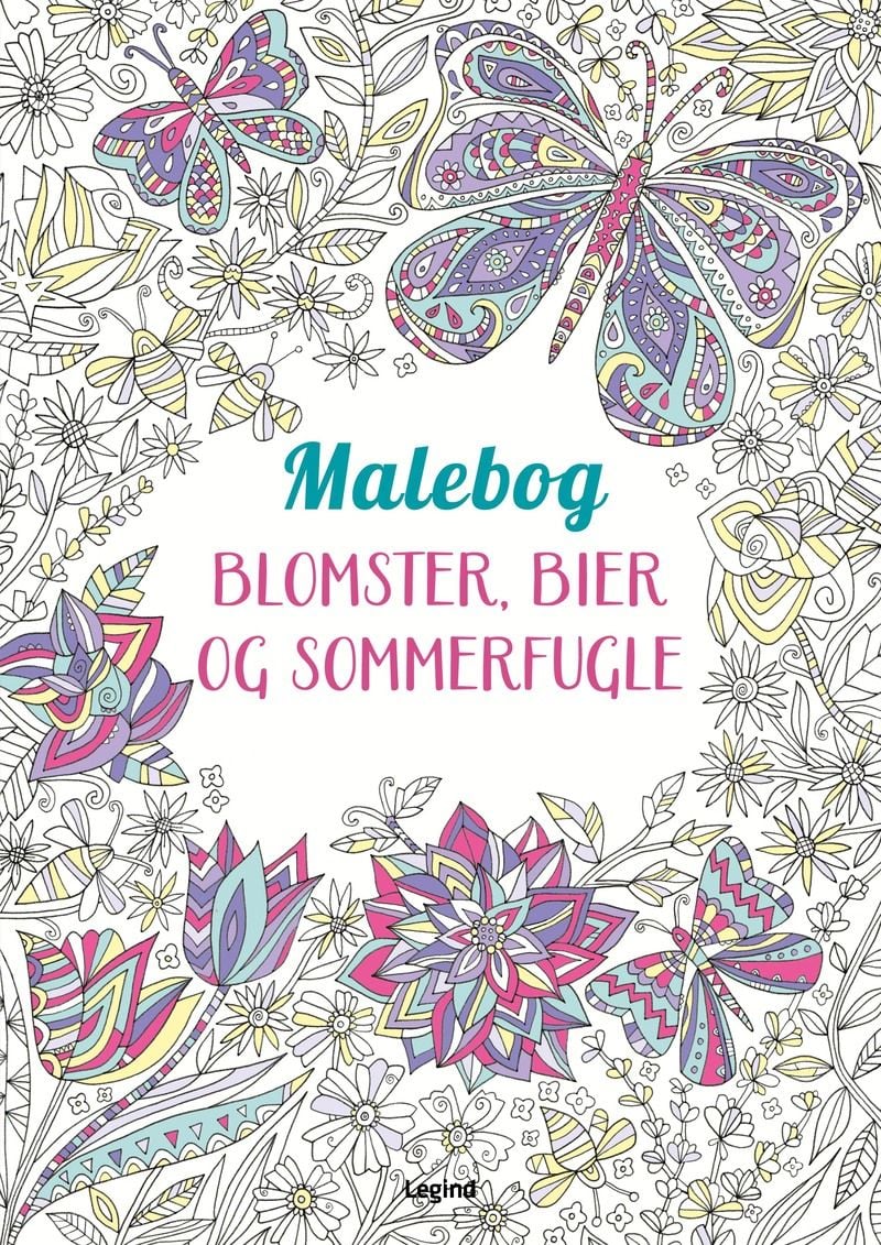 Coloring book - Flowers, bees and butterflies