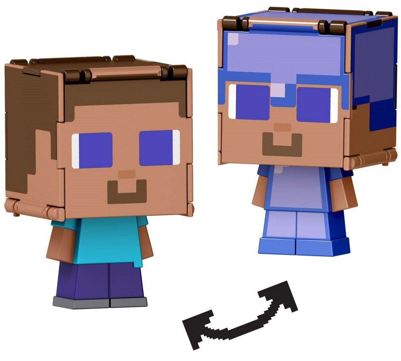 Minecraft - Mob Head Minis Flipping Figs - Steve&Steve in Enchanted Armor