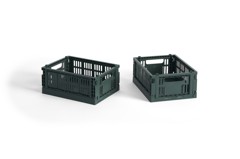 HAY - Colour Crate Mini Skrzynka do przechowywania (Ciemnozielony) - Zestaw 2 szt.