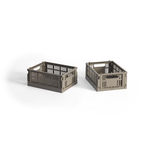 HAY - Colour Crate Mini Förvaringslåda (Varmgrå) - 2-pack
