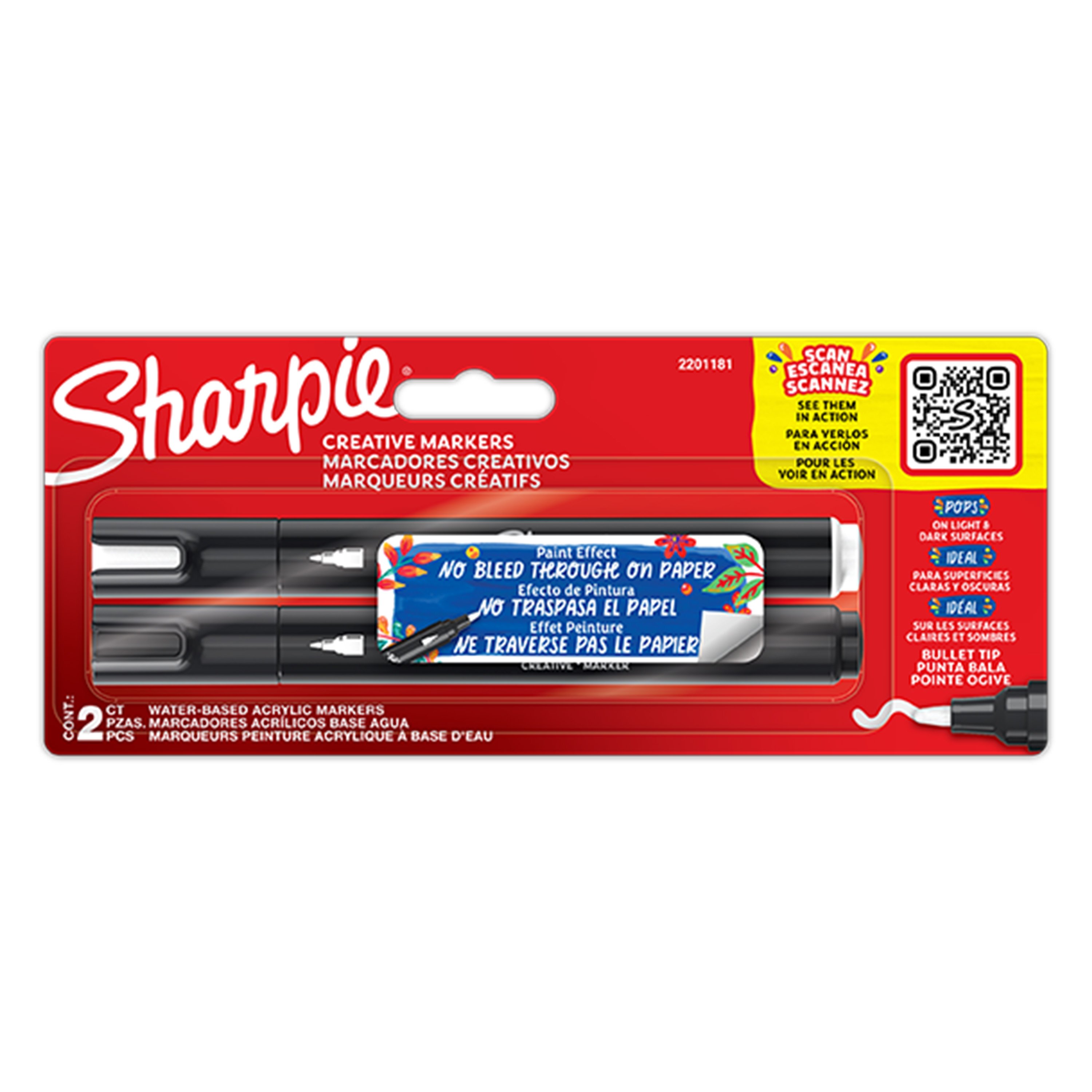 Sharpie - Creative Marker Acrylic Paint Pens - Black&White - 2 Count