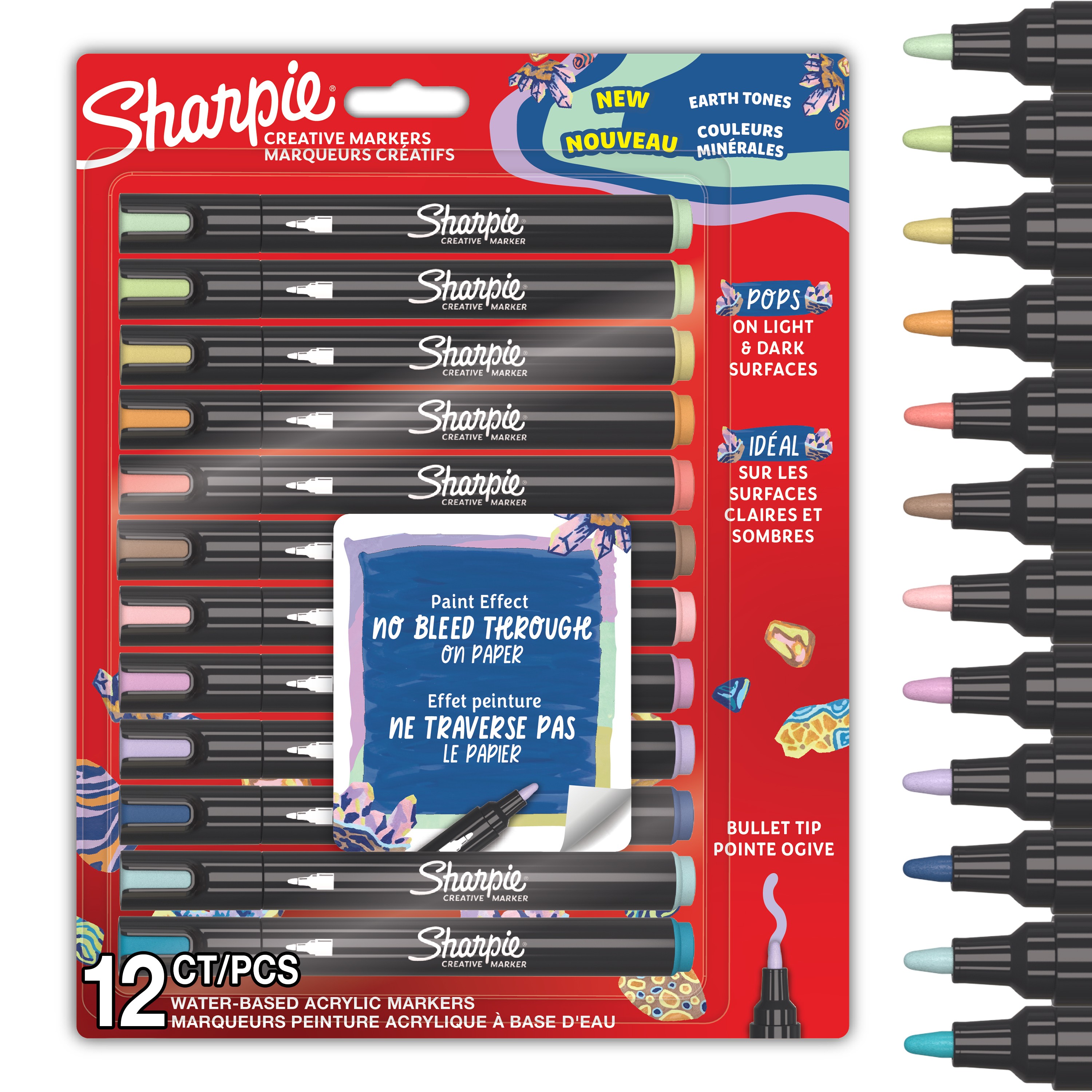 Sharpie Creative Marker Acrylic Paint Pens | Earth Tones | Bullet Tip | Assorted Colours | 12 Count