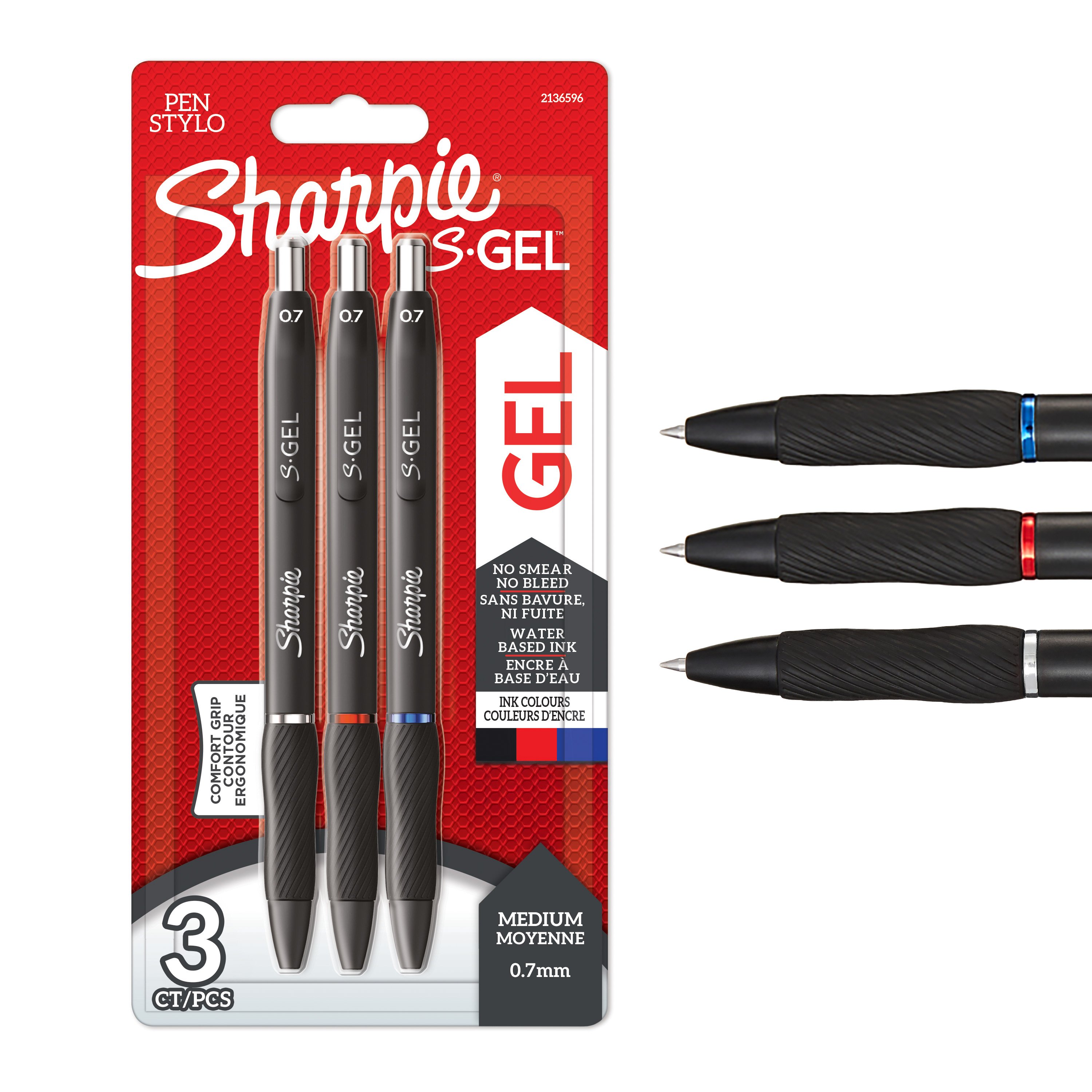 Sharpie - S-Gel Gel Pens - Black, Red&Blue - Medium Point (0.7mm)