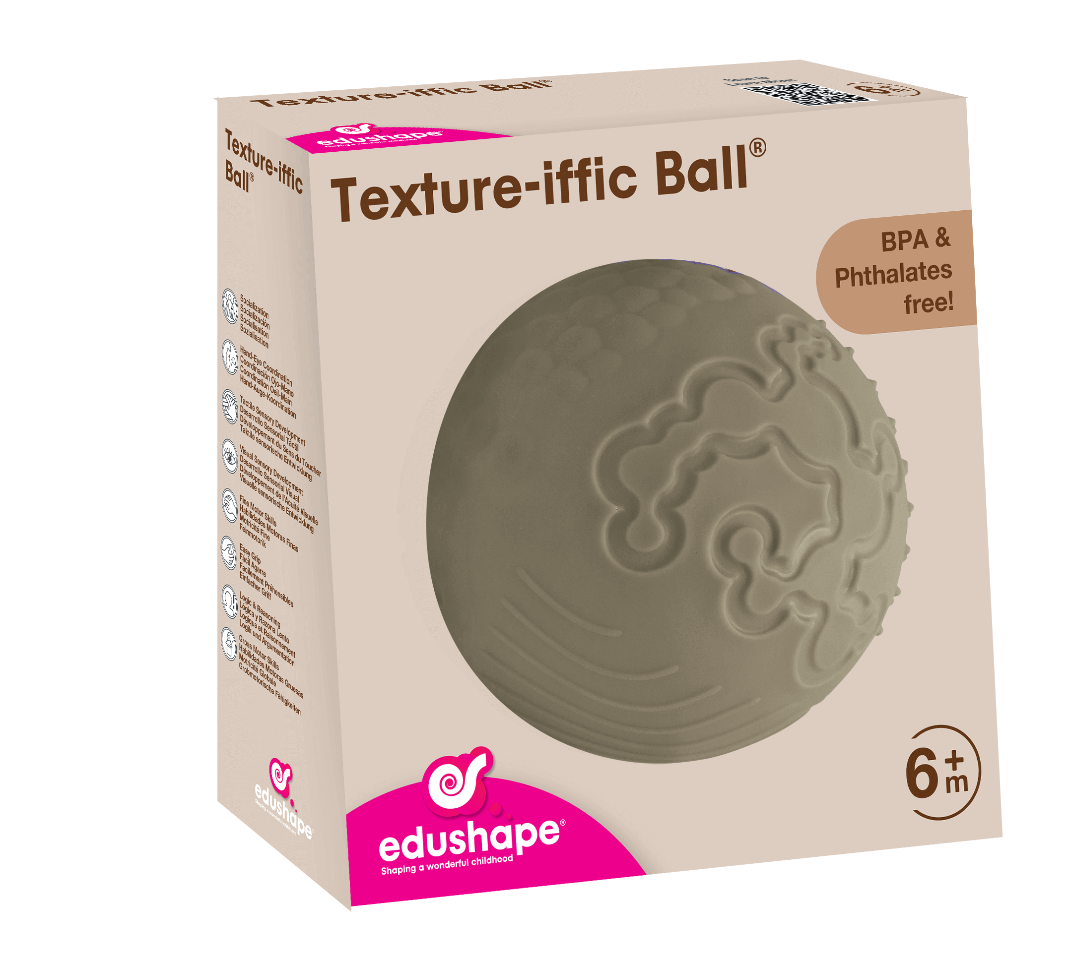 Edushape - Sensory bouncy ball - Beige/Olive with structure (E705353be)