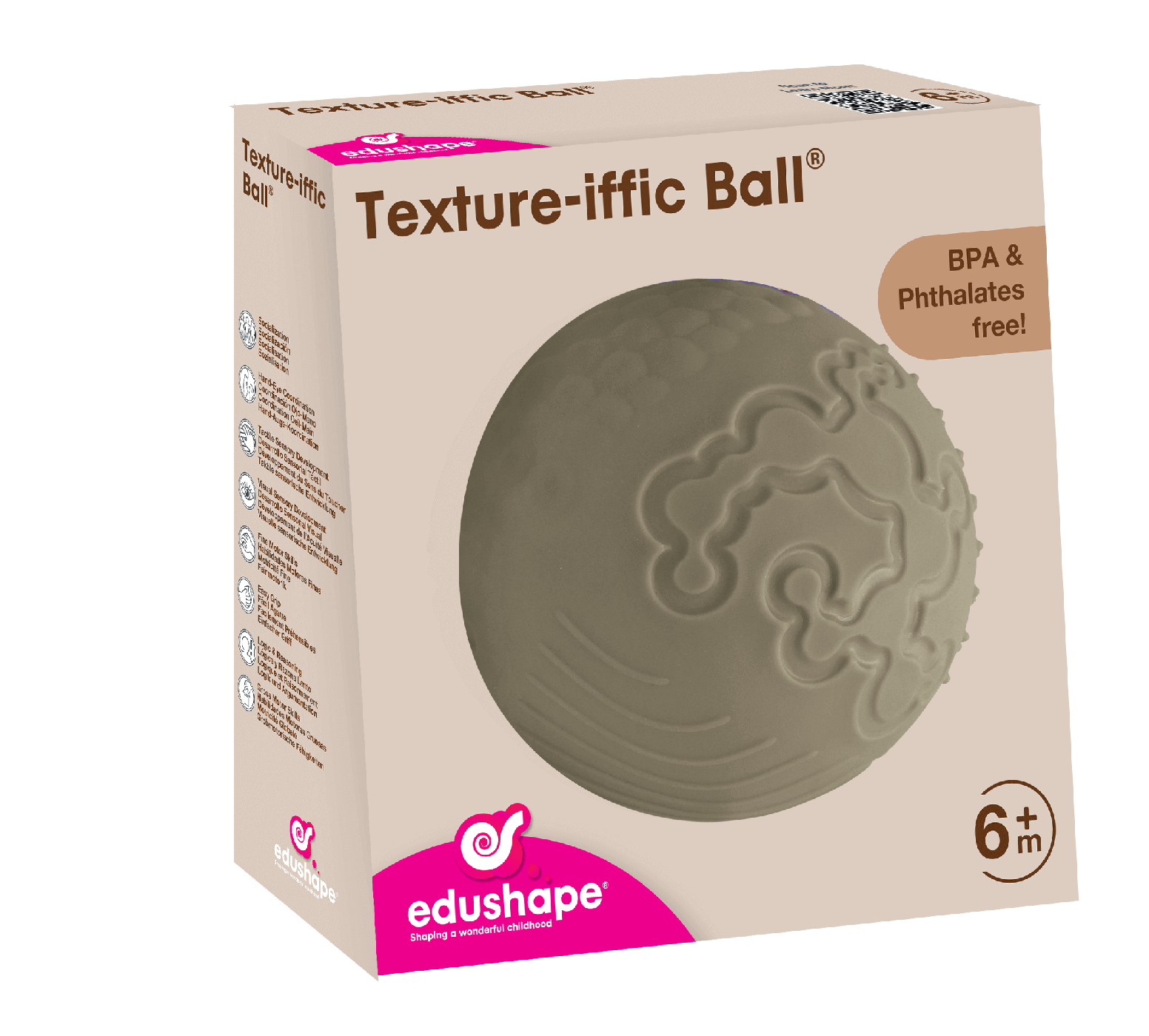 Edushape - Sensory bouncy ball - Beige/Olive with structure - Without air (E705353dbe)