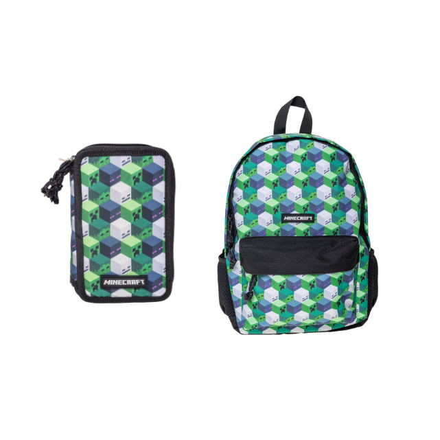 Minecraft– Backpack 38x28x13 cm + Filled Double Decker (bundle)