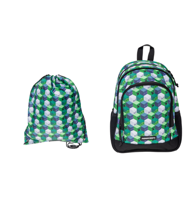 Minecraft– Medium Backpack 35x26x18 cm + Drawstring Gym Bag 35x45 cm (bundle)
