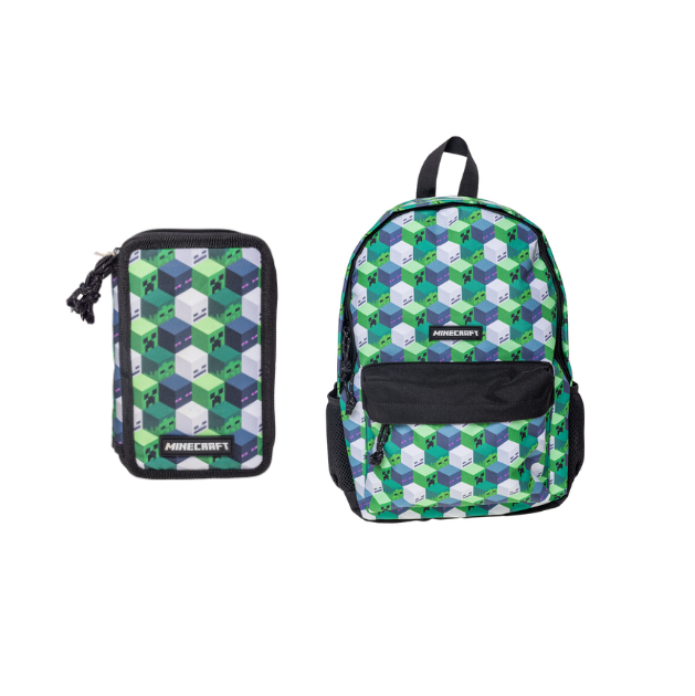 Minecraft– Backpack 38x28x13 cm + Filled Double Decker (bundle)