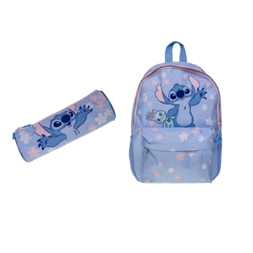 Stitch – Backpack 38x28x13 cm + Round Pencil Case (bundle)