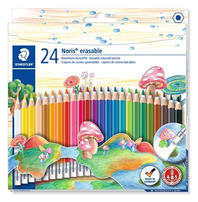 Staedtler - Noris erasable farveblyanter med viskelæder – 24 stk.